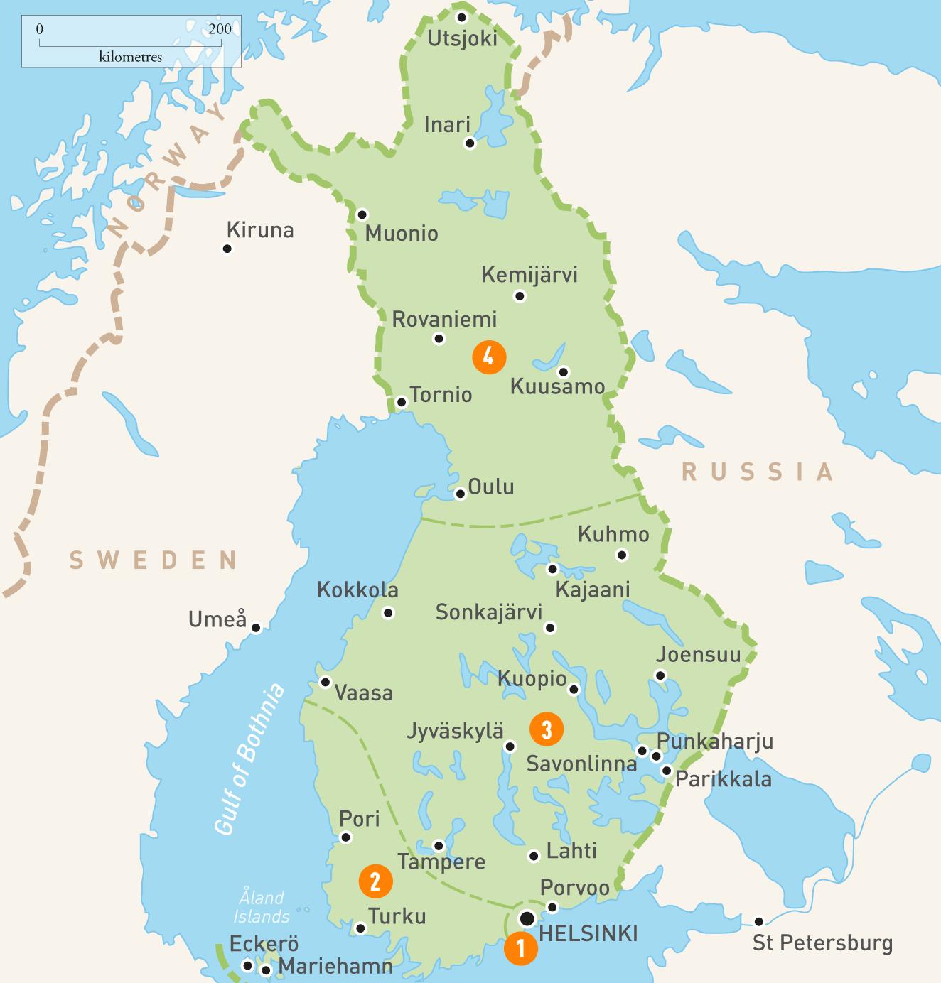 Finlandia lagos mapa - Mapa de Finlandia lagos (Norte de Europa - Europa)