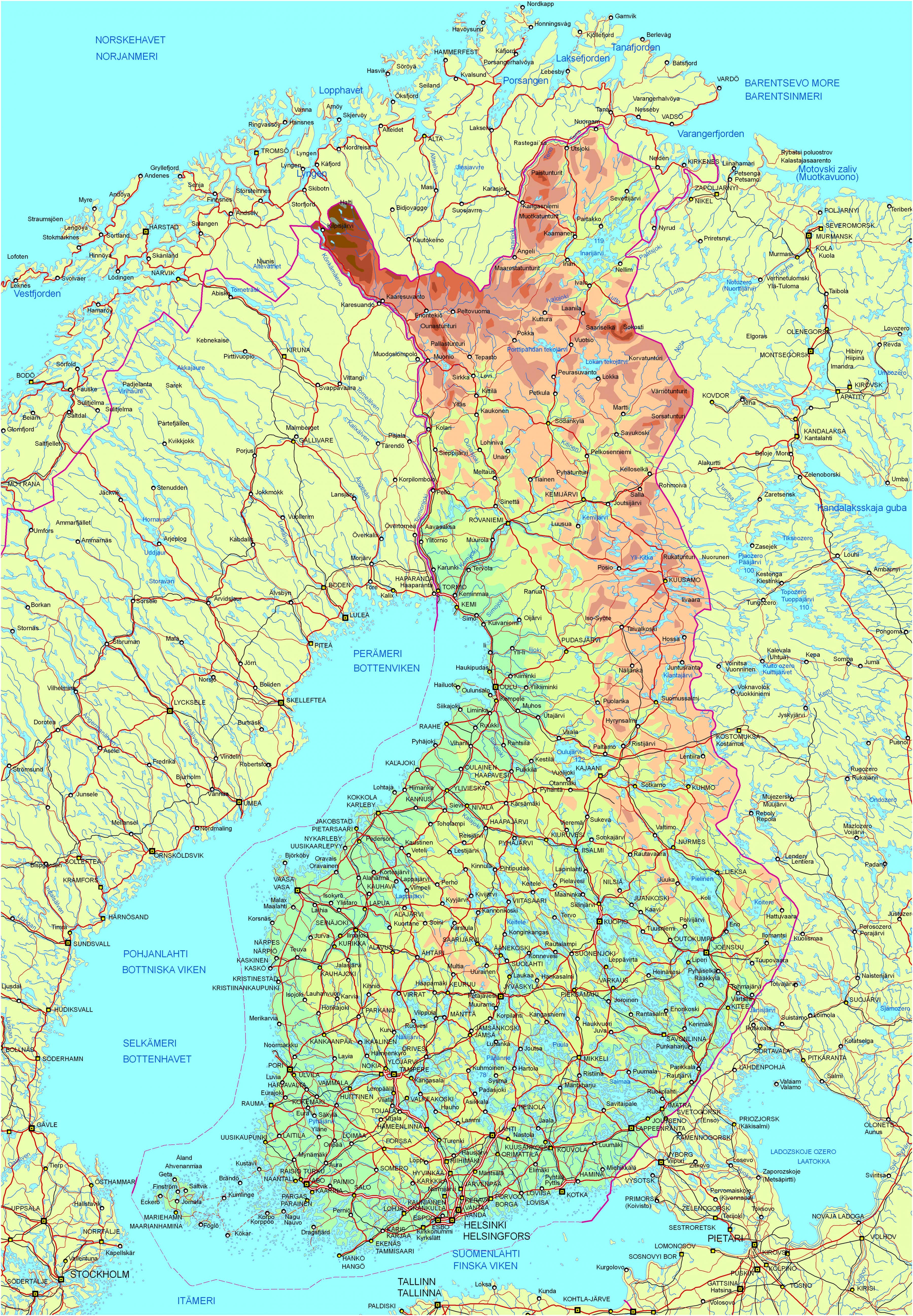 mapa de carreteras de finlandia Finlandia road map   Mapa de Finlandia carretera (Norte de Europa 