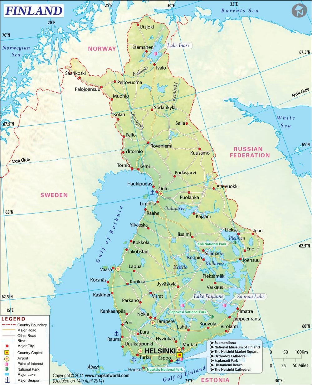 Mapa de Finlandia geografía