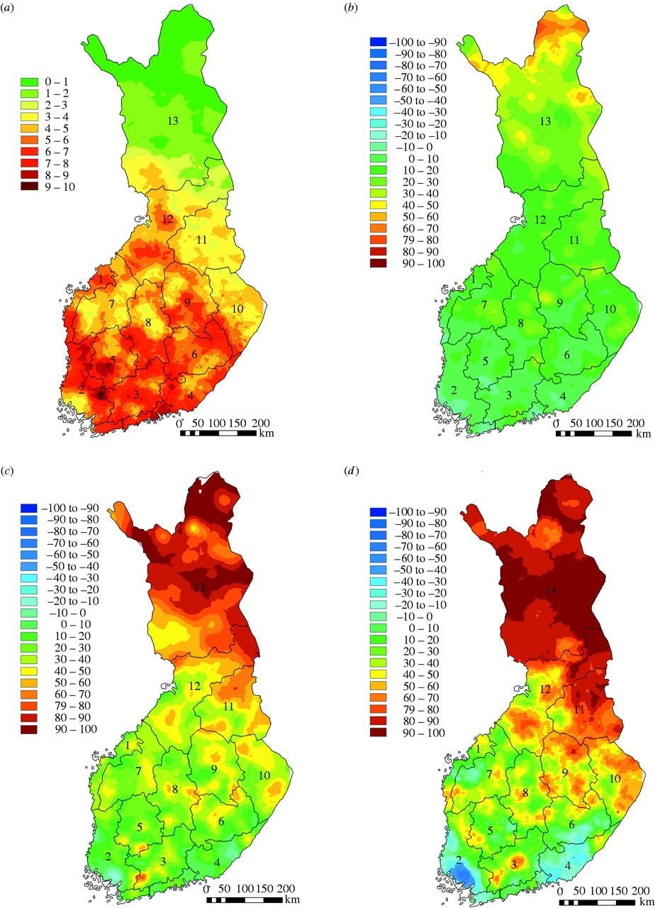 Mapa de Finlandia climático