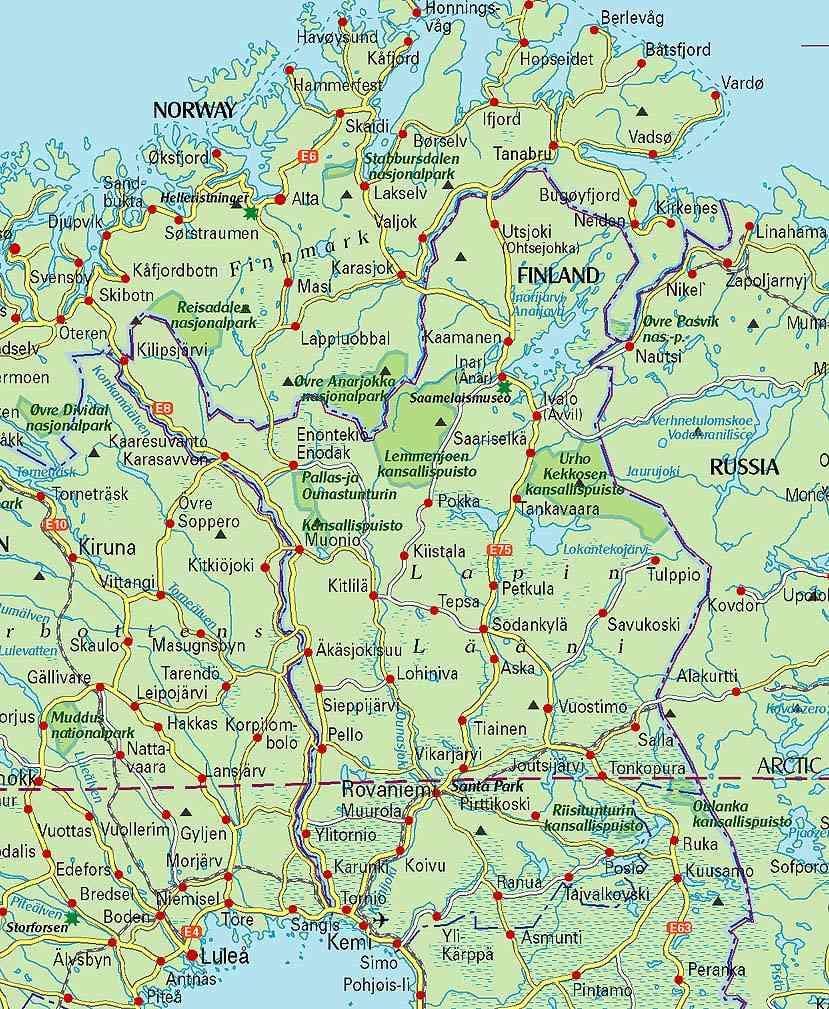 Mapa de Finlandia senderismo