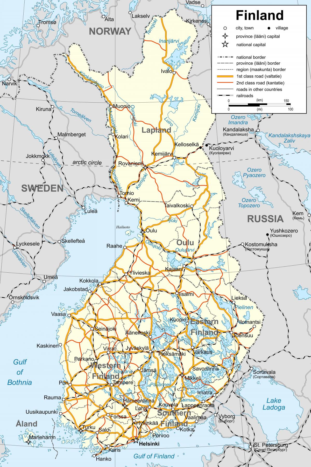 Mapa de Finlandia político