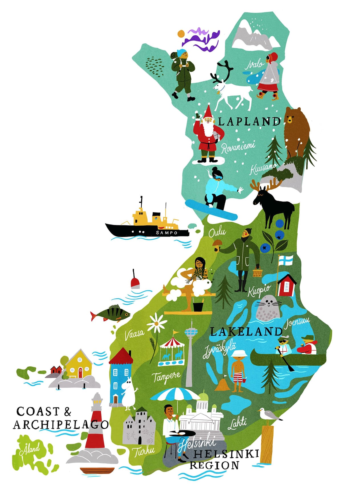 Finlandia mapa de viaje