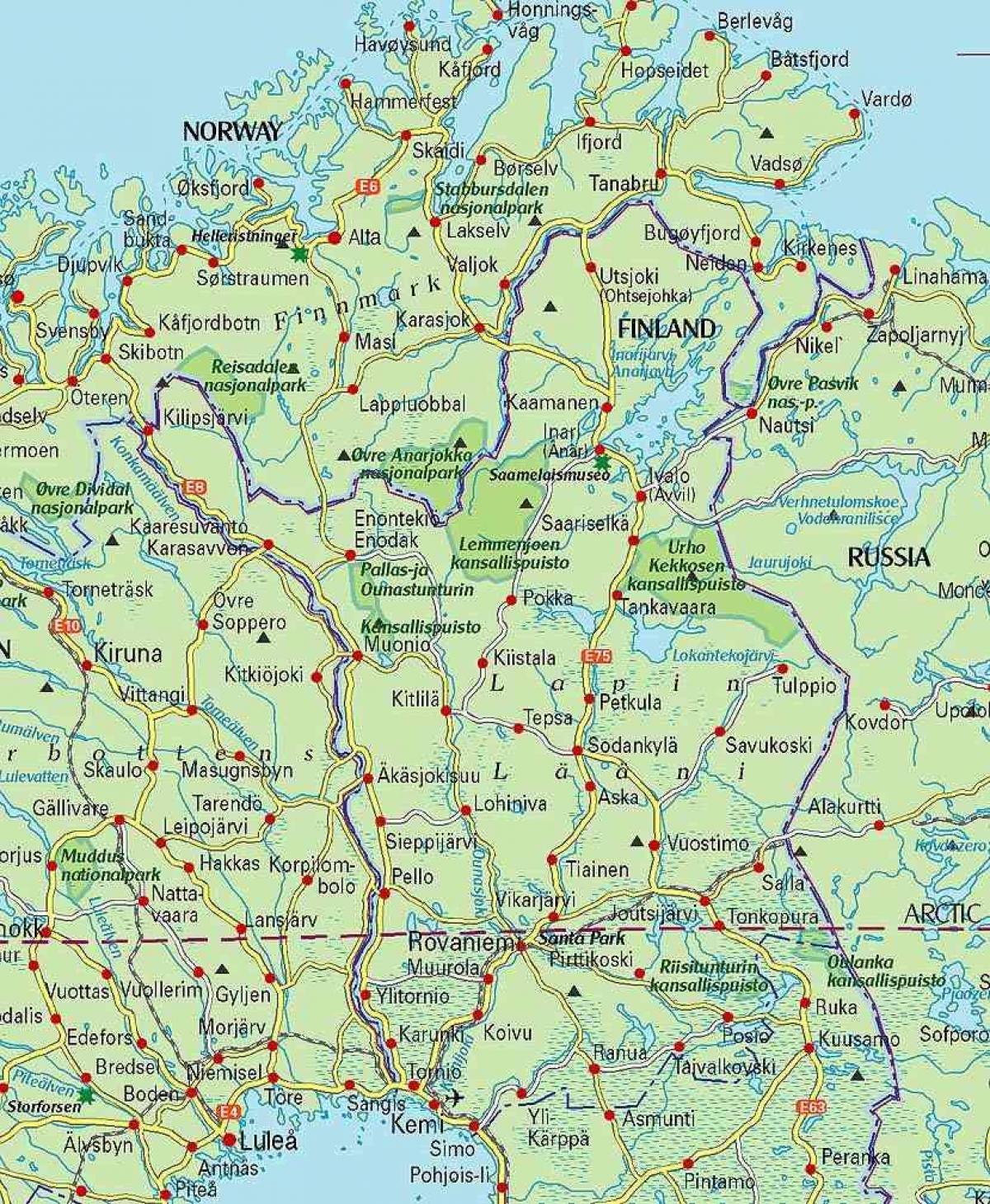 mapa de Finlandia y laponia