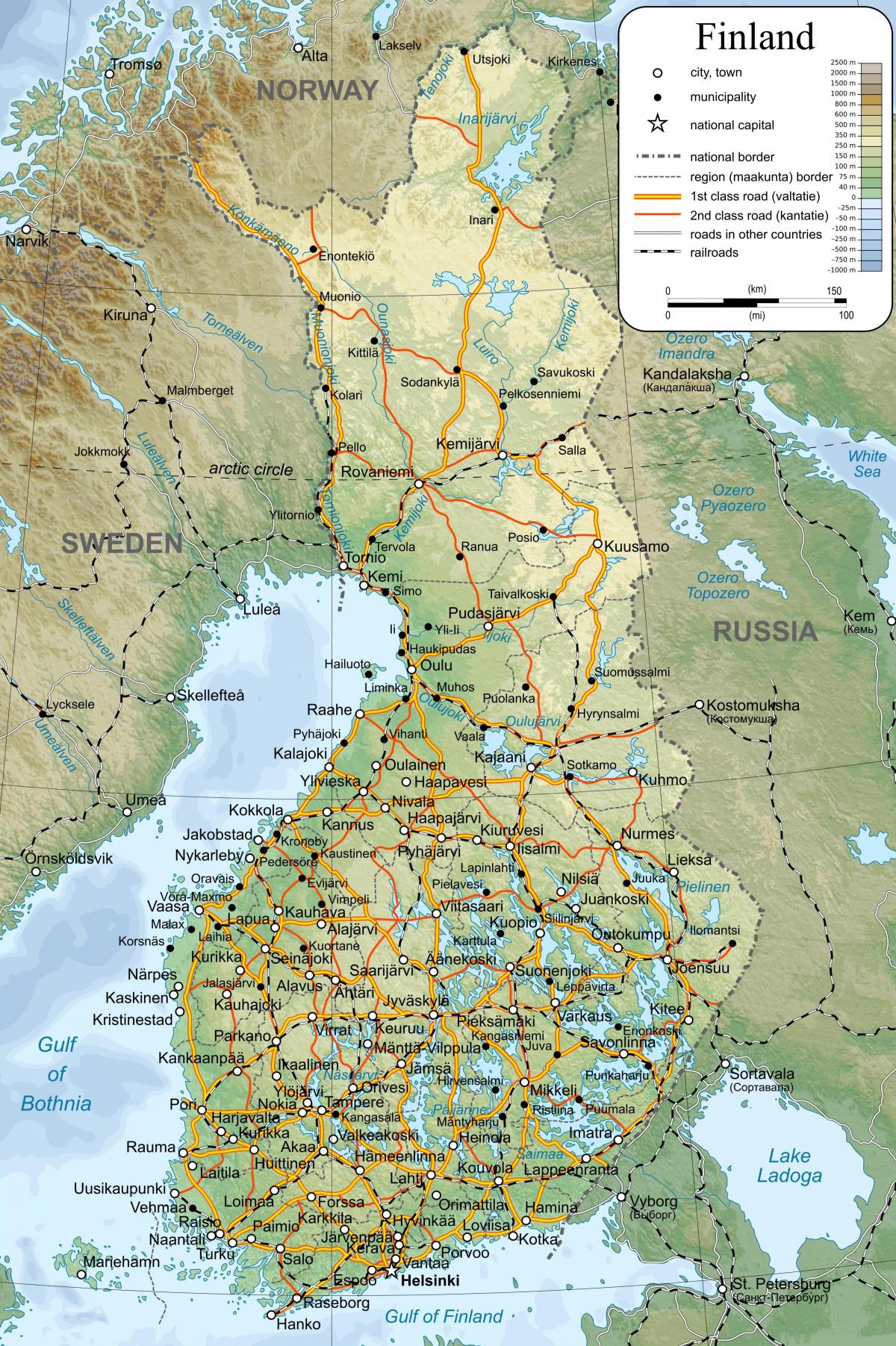 Mapa de mapa detallado Finlandia