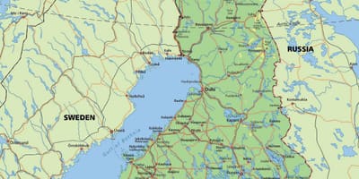 Mapa del círculo polar ártico en Finlandia