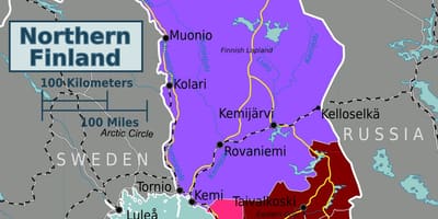 Mapa del norte de Finlandia