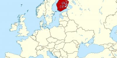 Mapa del mundo que muestra Finlandia